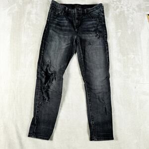 Lucky Brand‎ Jeans Women's 8/29 30x24 Brooke Crop Black Denim Distressed Tapered